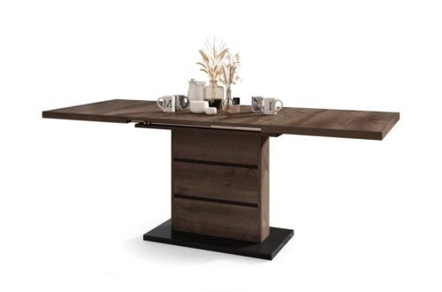 PIANO brown oak / matte black – MODERN TABLE, UP TO 200 CM LENGTH!