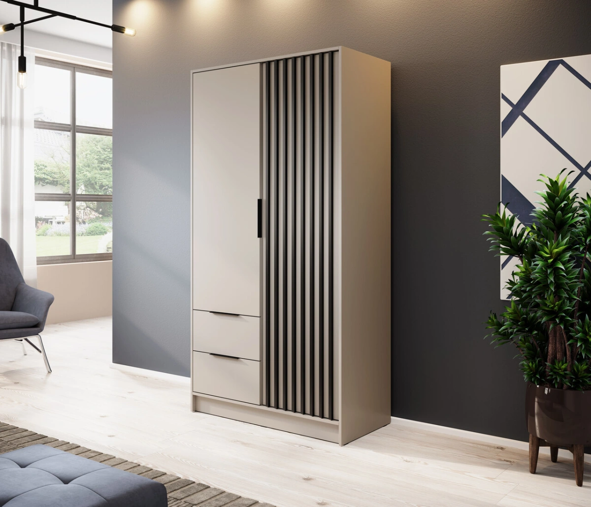 Nelly 2D wardrobe with cashmere slats