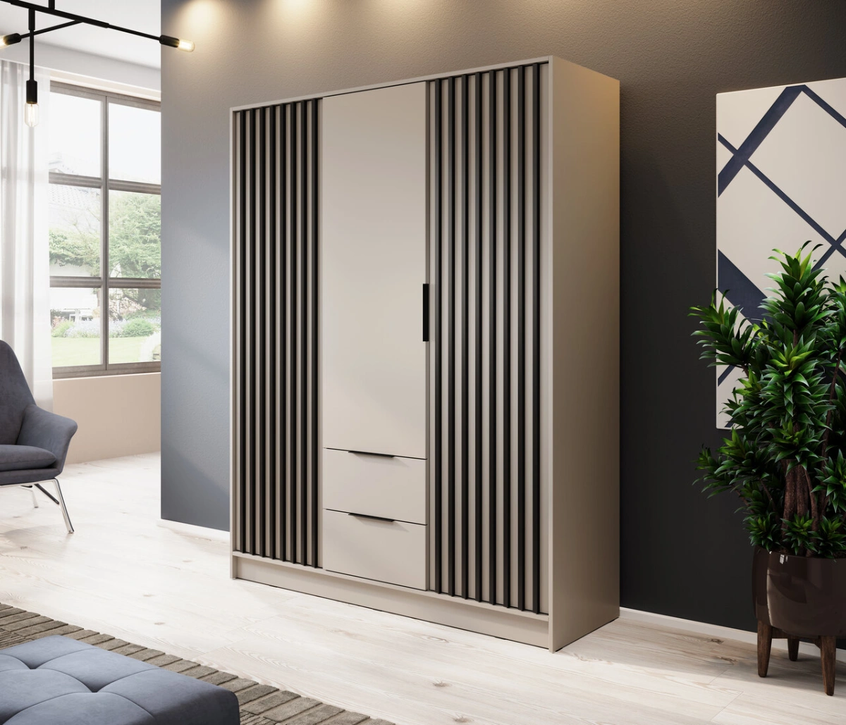 Nelly 3D wardrobe with cashmere slats