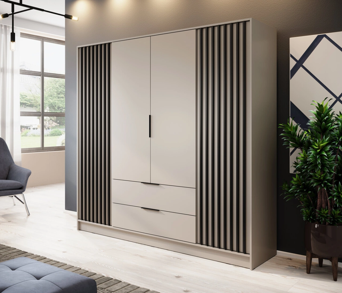 Nelly 4D wardrobe with cashmere lattice