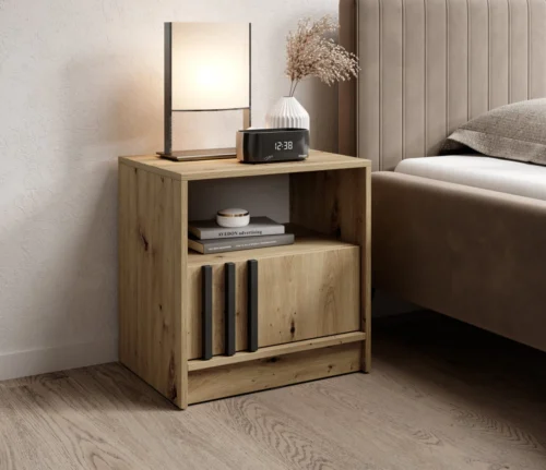 Nelly nightstand with lattice, oak color