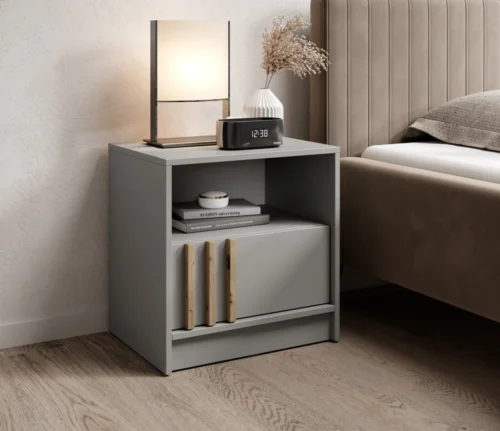 Nelly nightstand with grill, gray