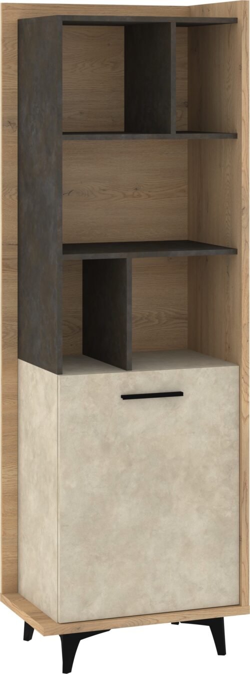 BOX 06 furniture bookcase with shelves and doors, cremona oak, granada, almond color