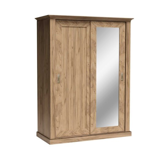 ANTICA-146 – Wardrobe with mirror, sliding doors, 2 drawers, gold, kraft