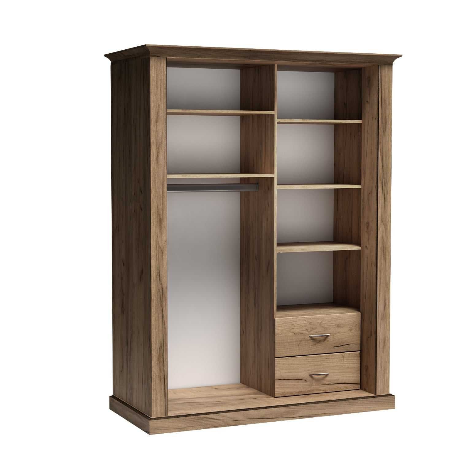 ANTICA-146 - Wardrobe with mirror, sliding doors, 2 drawers, gold, kraft - Image 2