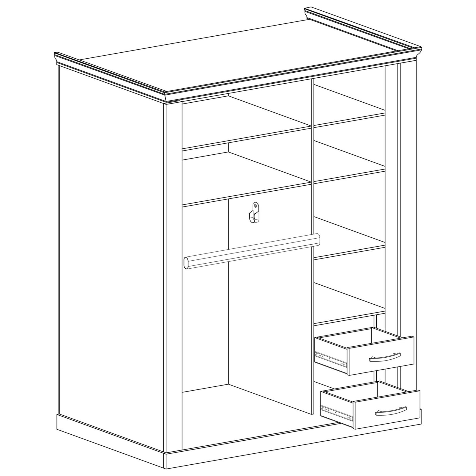 ANTICA-146 - Wardrobe with mirror, sliding doors, 2 drawers, gold, kraft - Image 3