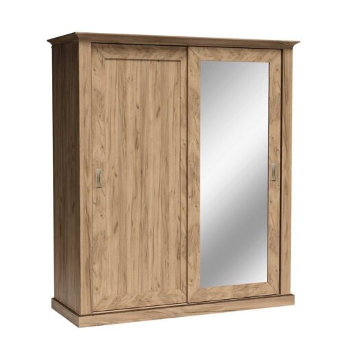 ANTICA-183 – Wardrobe with mirror, sliding doors, 4 drawers, gold, kraft