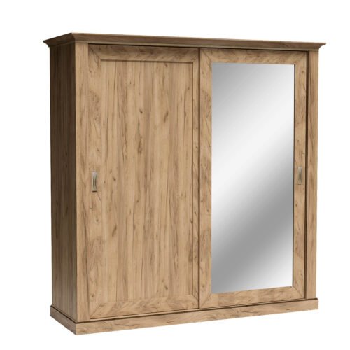ANTICA-211 – Wardrobe with mirror, sliding doors, 4 drawers, gold, kraft