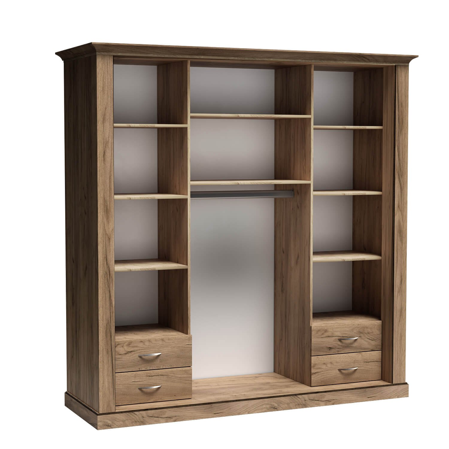 ANTICA-211 - Wardrobe with mirror, sliding doors, 4 drawers, gold, kraft - Image 2