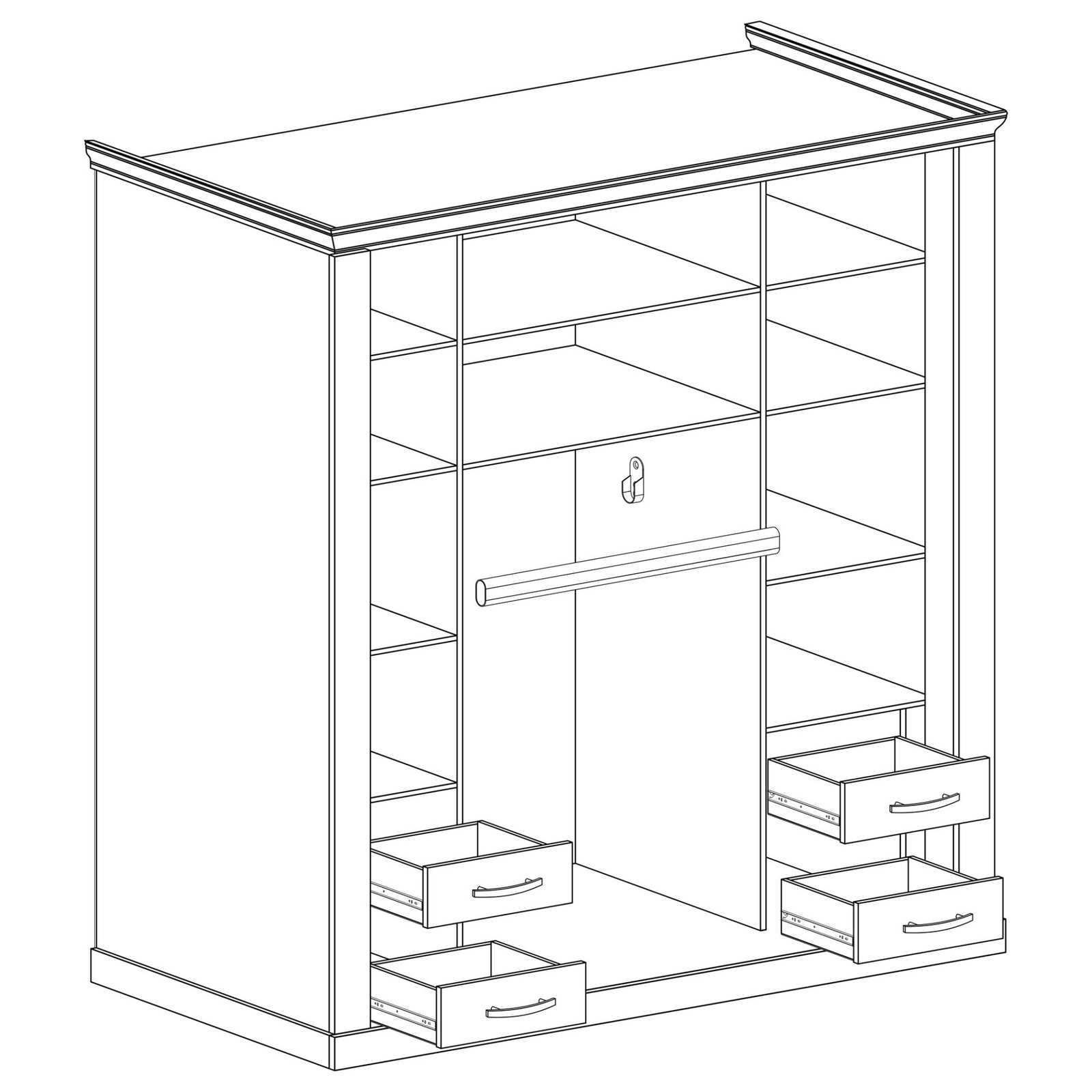 ANTICA-211 - Wardrobe with mirror, sliding doors, 4 drawers, gold, kraft - Image 3