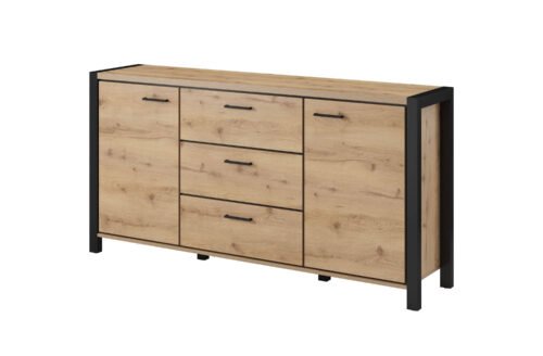 Aktiv chest of drawers, 2 drawers, 3 drawers, Taurus Oak / black legs