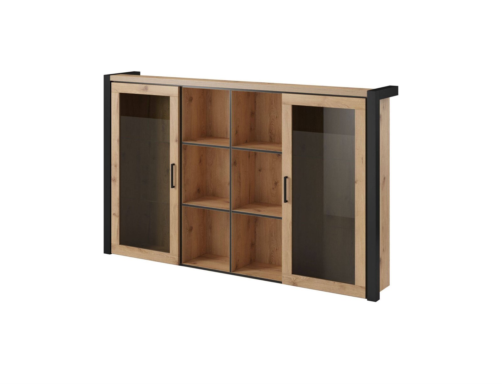 Aktiv chest of drawers with 2 doors, Taurus oak / black legs