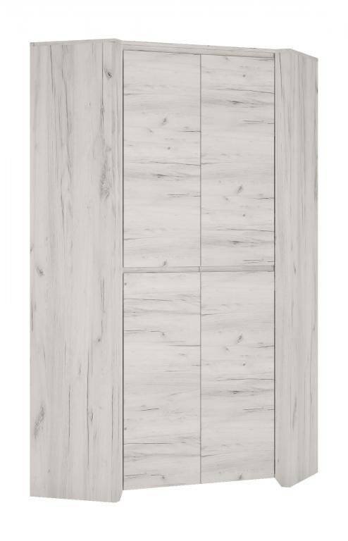 Angel TYP-21 – Two-door corner wardrobe, oak color, white Craft