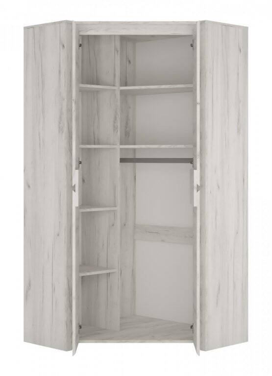Angel TYP-21 - Two-door corner wardrobe, oak color, white Craft - Image 2