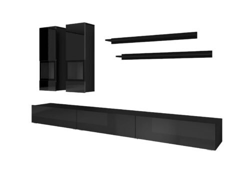 Athens wall cabinet, matte black / glossy black