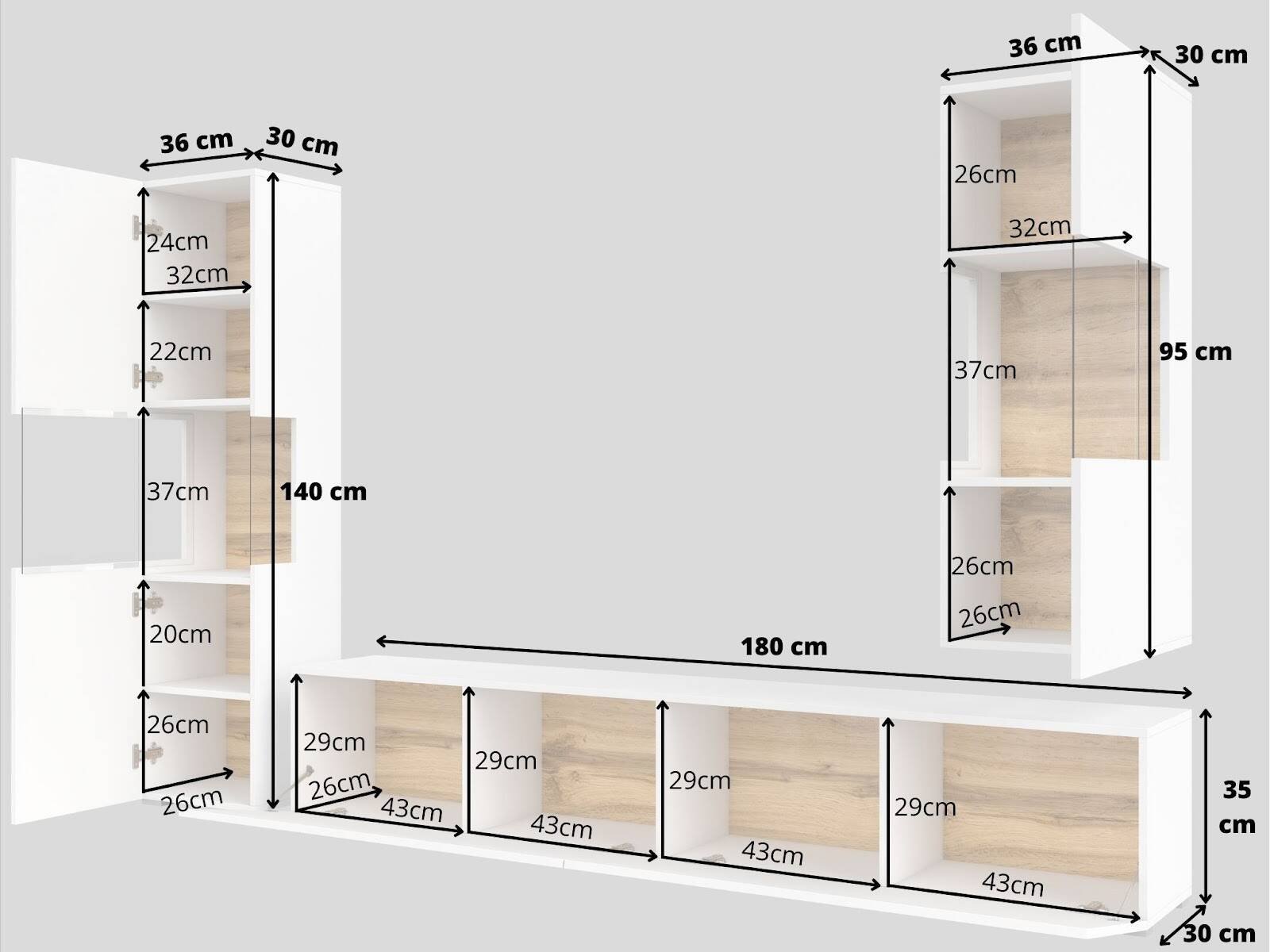 Ava wall cabinet 05+07+40 white / Wotan oak - Image 7