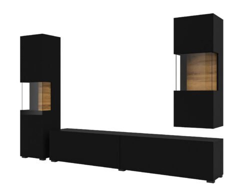 Ava wall cabinet 05+07+40 black / Wotan oak