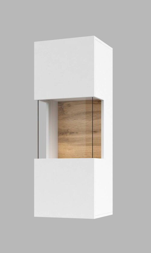 Ava wall cabinet with 1 door, matt white/Wotan oak