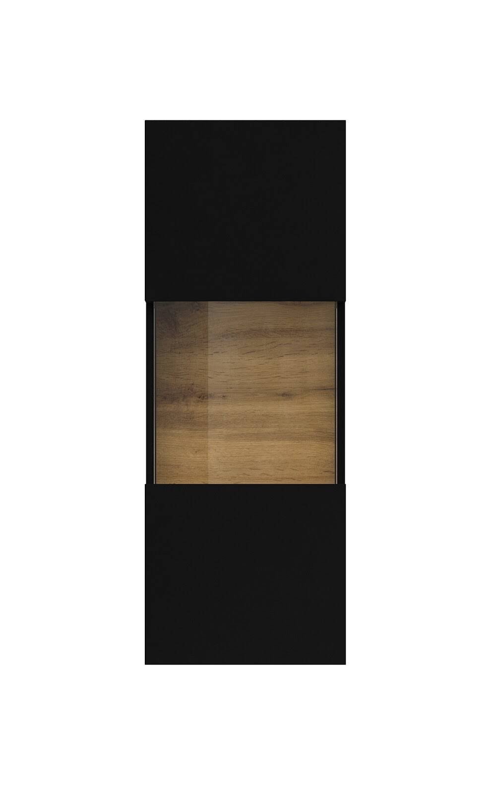 Ava hanging display cabinet with 1 door, black / Wotan oak - Image 2