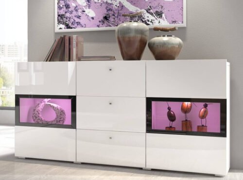 Bar cabinet with drawers 2D3S white / glossy white