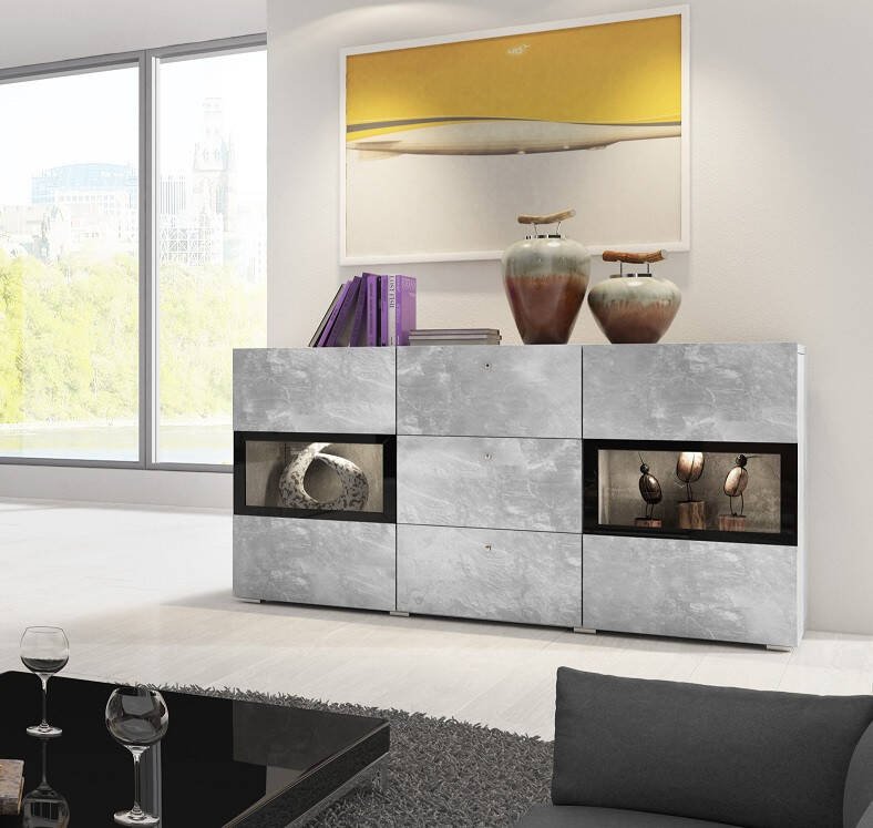 Bar cabinet 2D3S light concrete color