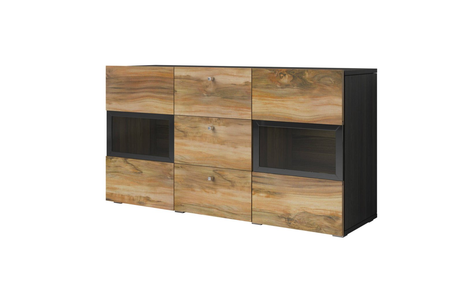 Bar cabinet, 2D3S, satin walnut/wood imitation