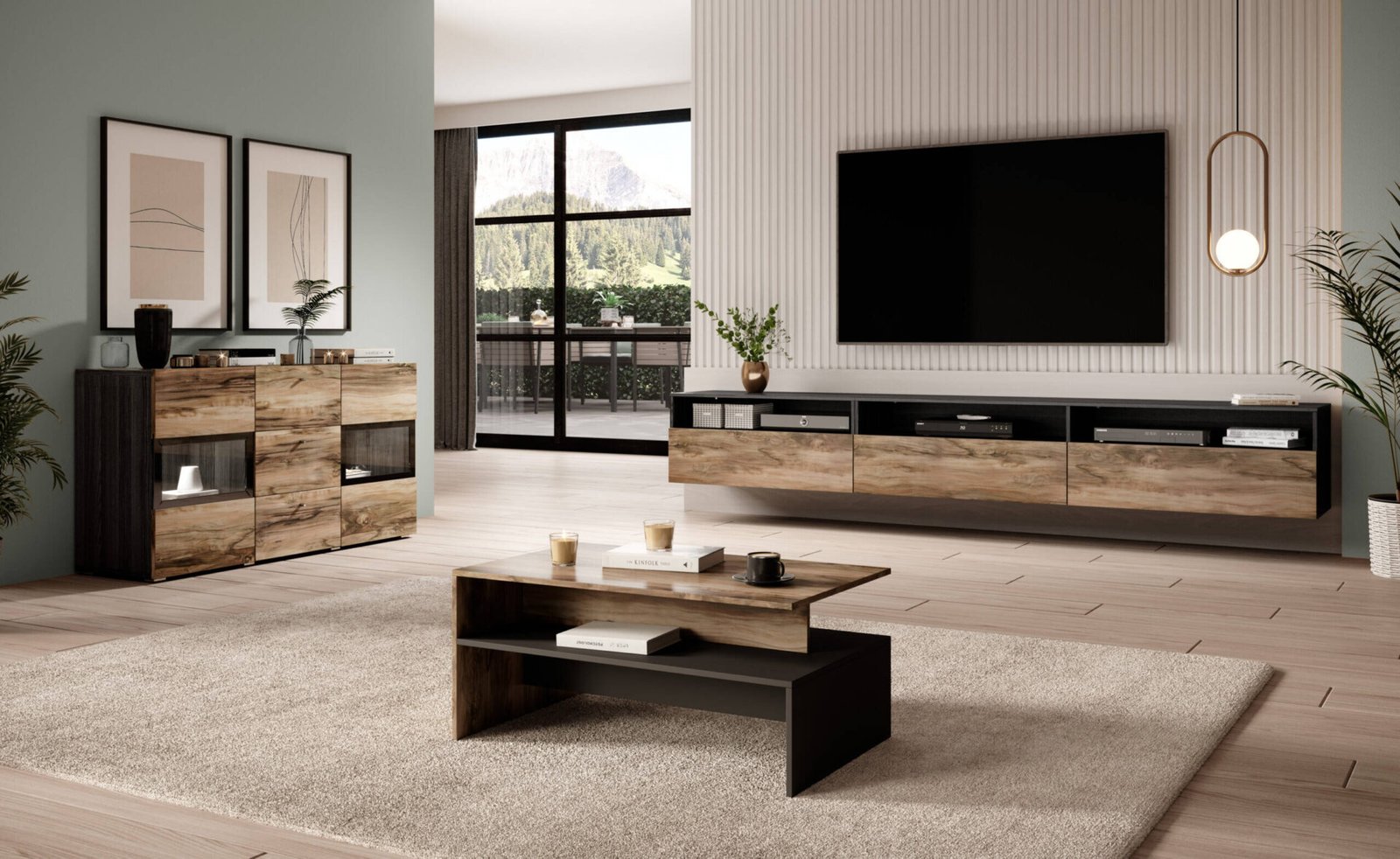 Bar cabinet, 2D3S, satin walnut/wood imitation - Image 4