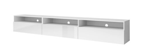 Baros 3-door TV cabinet, white / glossy white