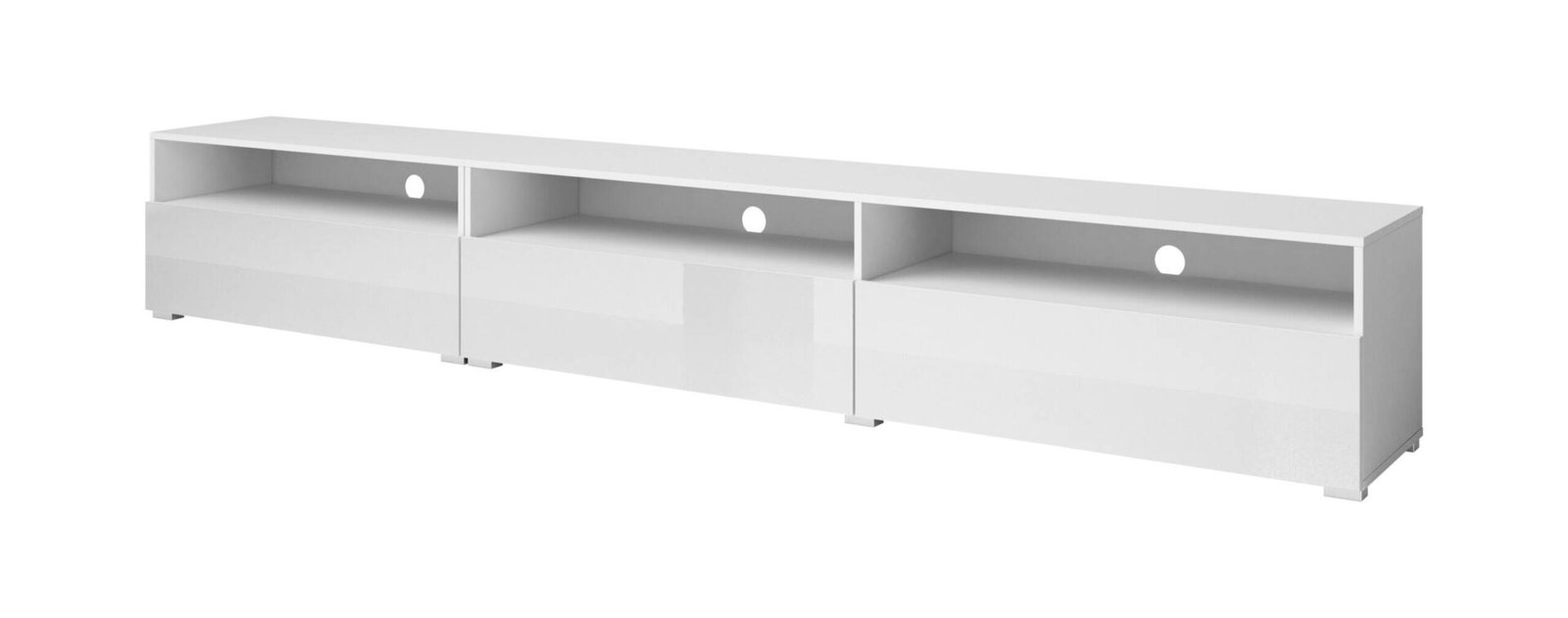 Baros 3-door TV cabinet, white / glossy white - Image 5