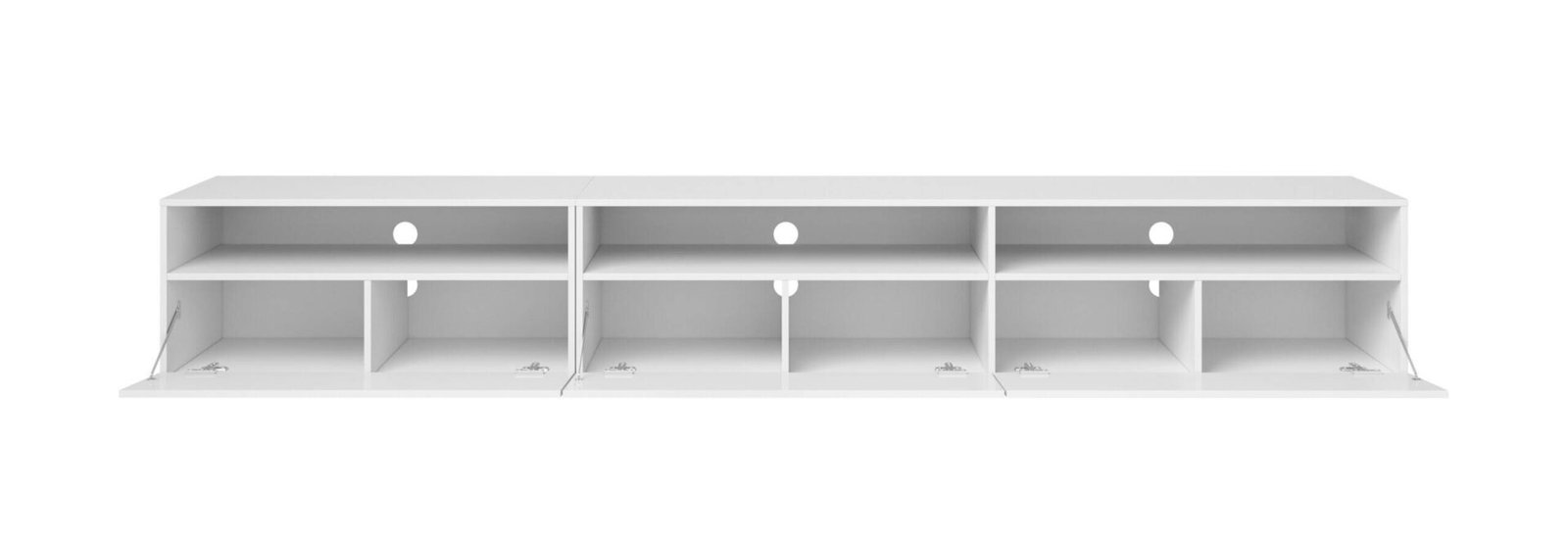 Baros 3-door TV cabinet, white / glossy white - Image 2