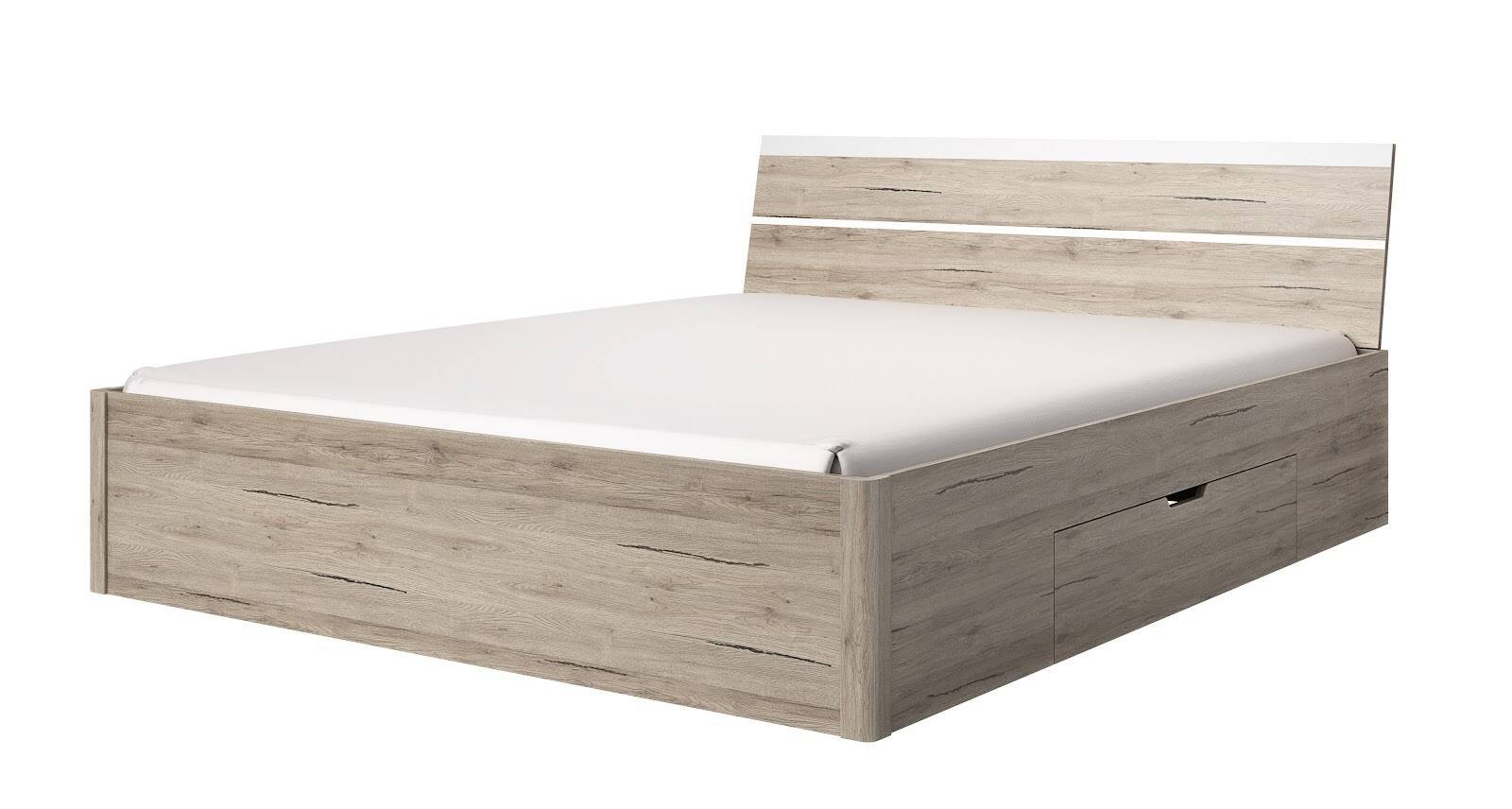 Beta bed, 160/200 cm, 2 drawers, San Remo, light / white