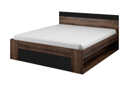 Beta bed 160/200 cm with drawer, Monastery oak / black