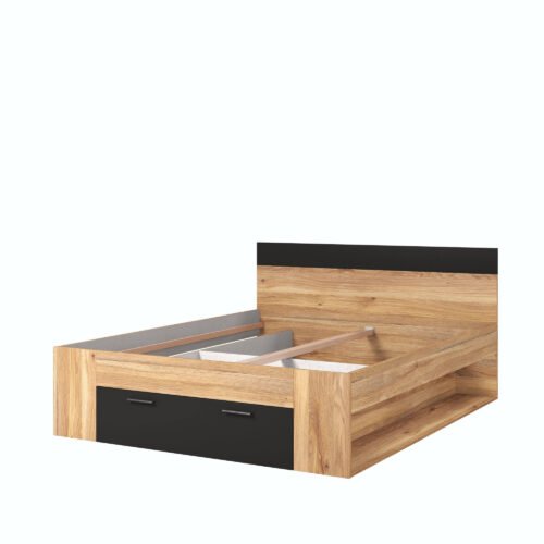 Beta – Bed 160/200 cm with drawers, Mauvella oak color, matte black color
