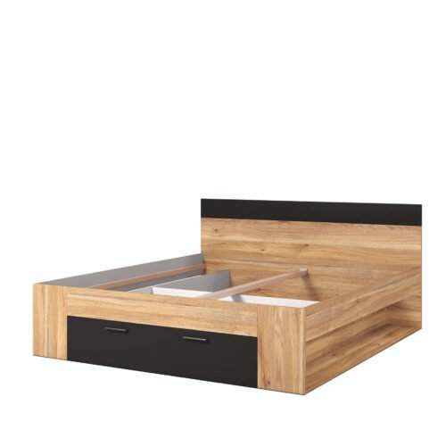 Beta – Bed 180/200 cm with drawers, Mauvella oak color, matte black color