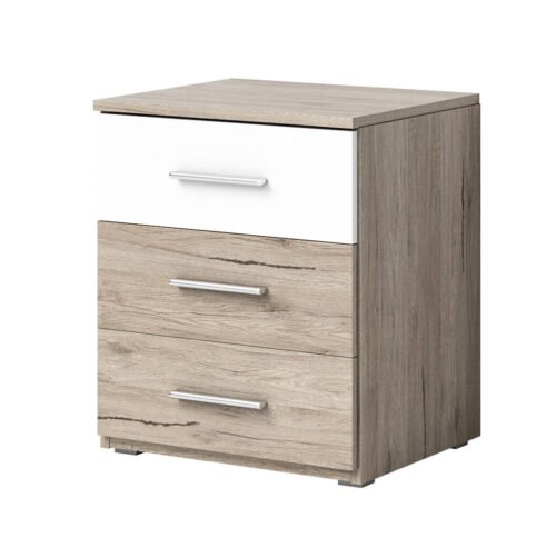 Beta bedside table with 3 drawers, San Remo, light/white