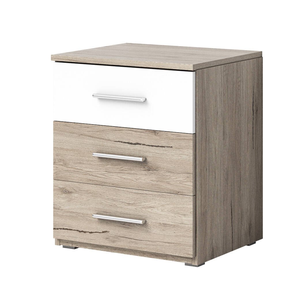 Beta bedside table with 3 drawers, San Remo, light/white