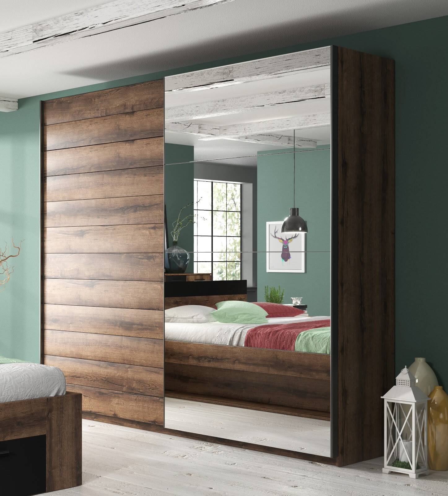 Beta 2-door wardrobe 180 cm Monastery Oak / Black - Image 2