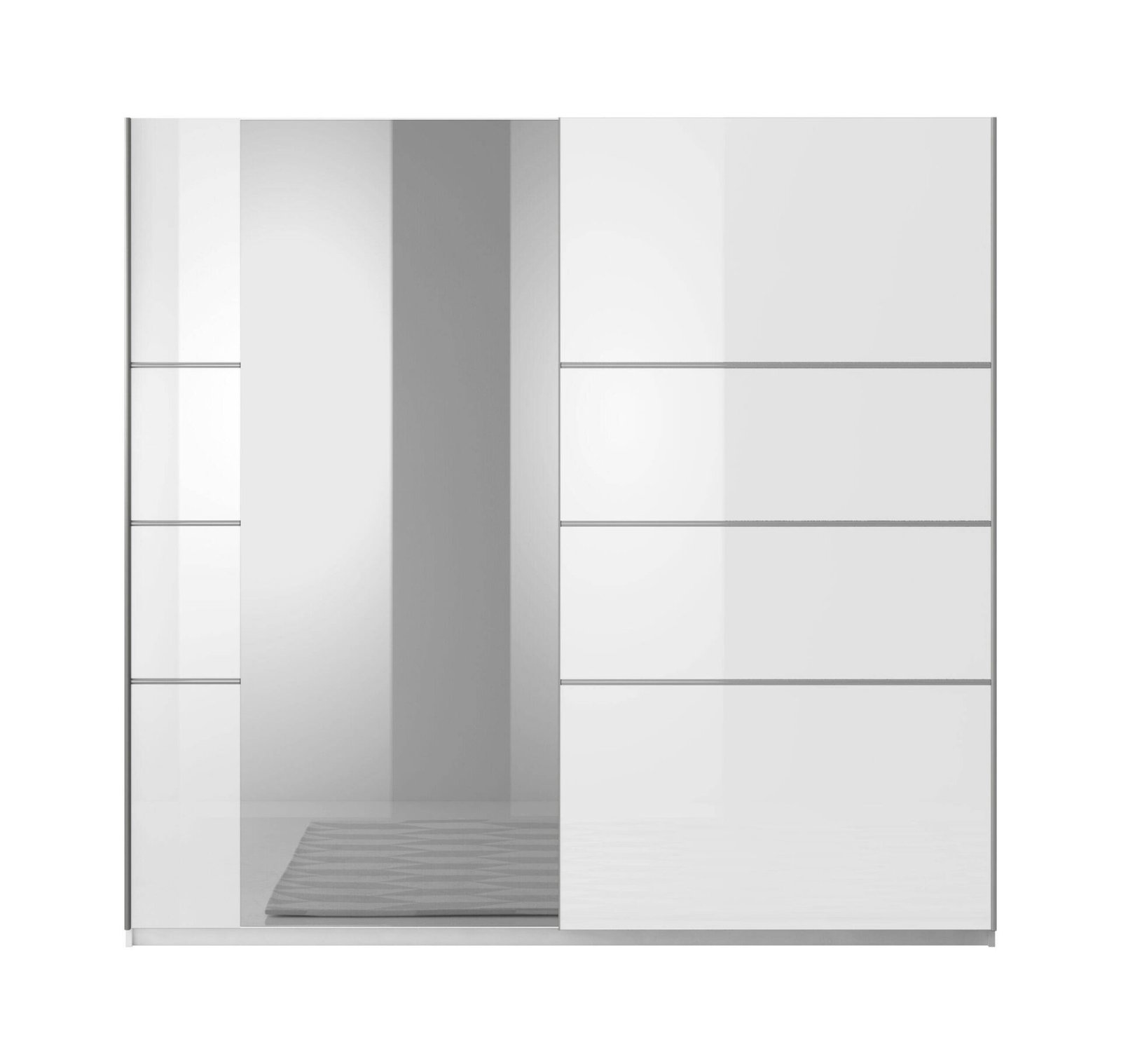 Beta two-door wardrobe 180 cm with mirror, white glossy