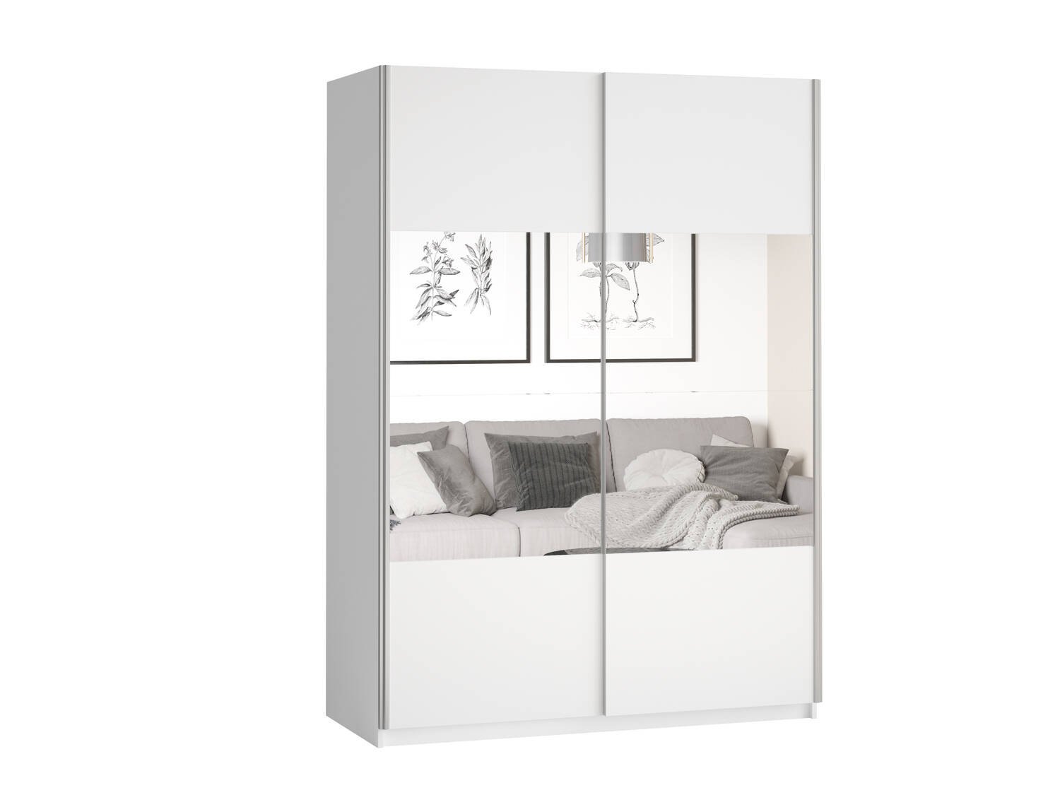 Beta two-door wardrobe with mirrors, 120 cm, white