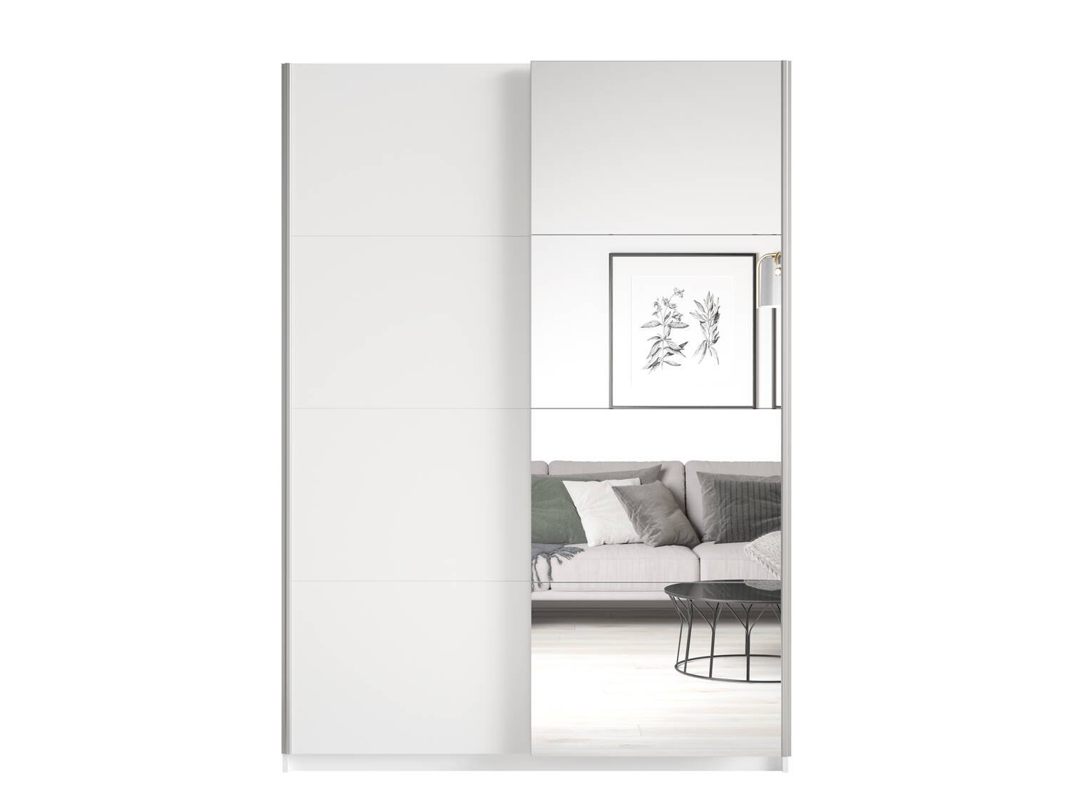 Beta two-door wardrobe with mirrors, 120 cm, white - Image 3