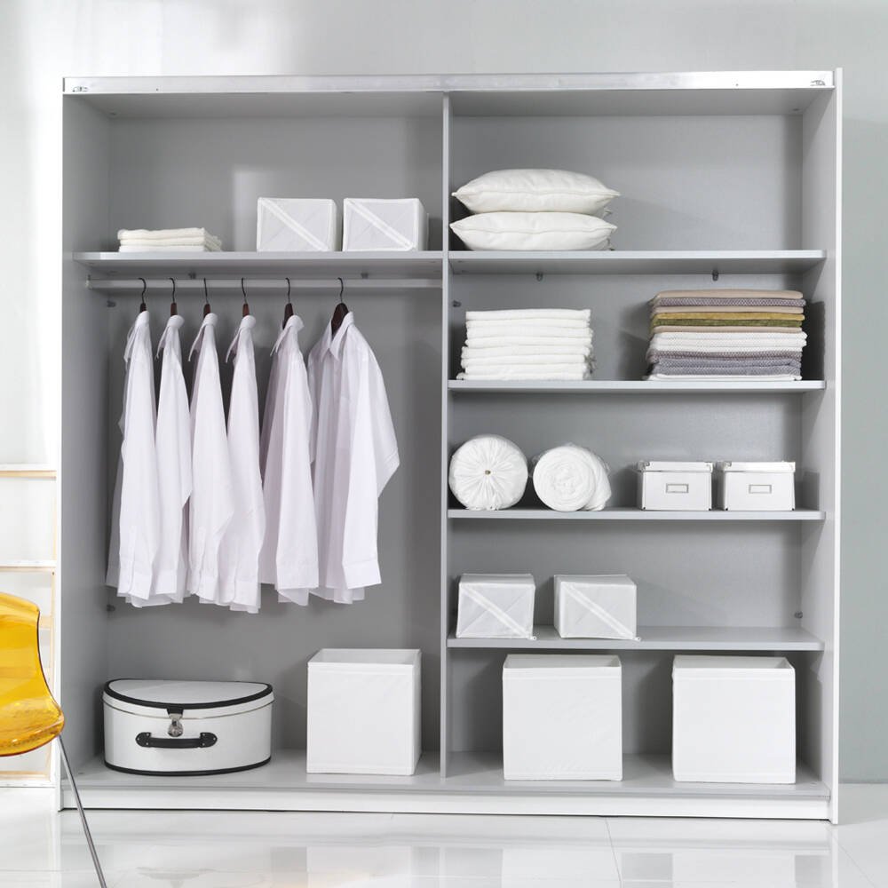 Beta 2-door wardrobe with mirrors, 200 cm, San Remo light / white - Image 2
