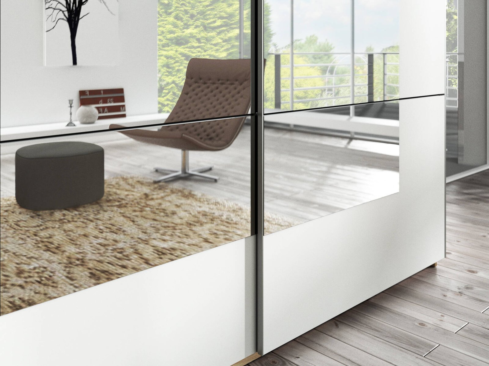 Beta 2-door wardrobe with mirrors, 200 cm, San Remo light / white - Image 3