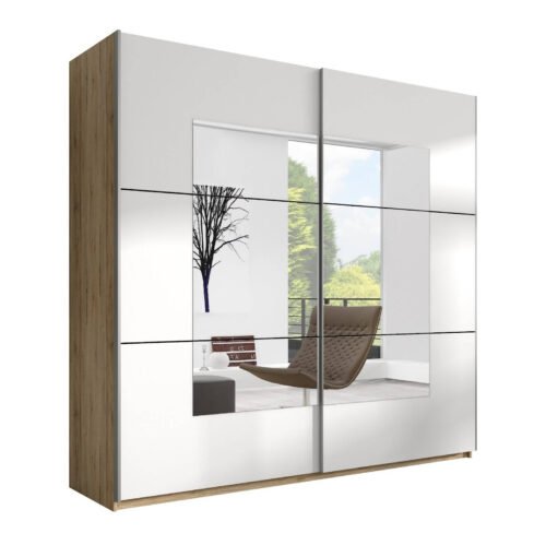 Beta 2-door wardrobe with mirrors, 221 cm, San Remo, light / white