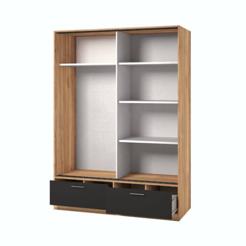 Beta – Wardrobe 2D2S with mirror, Mauvella Oak matte black