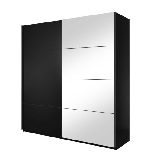 Beta – Two-door sliding wardrobe with mirrors, black, 200 cm