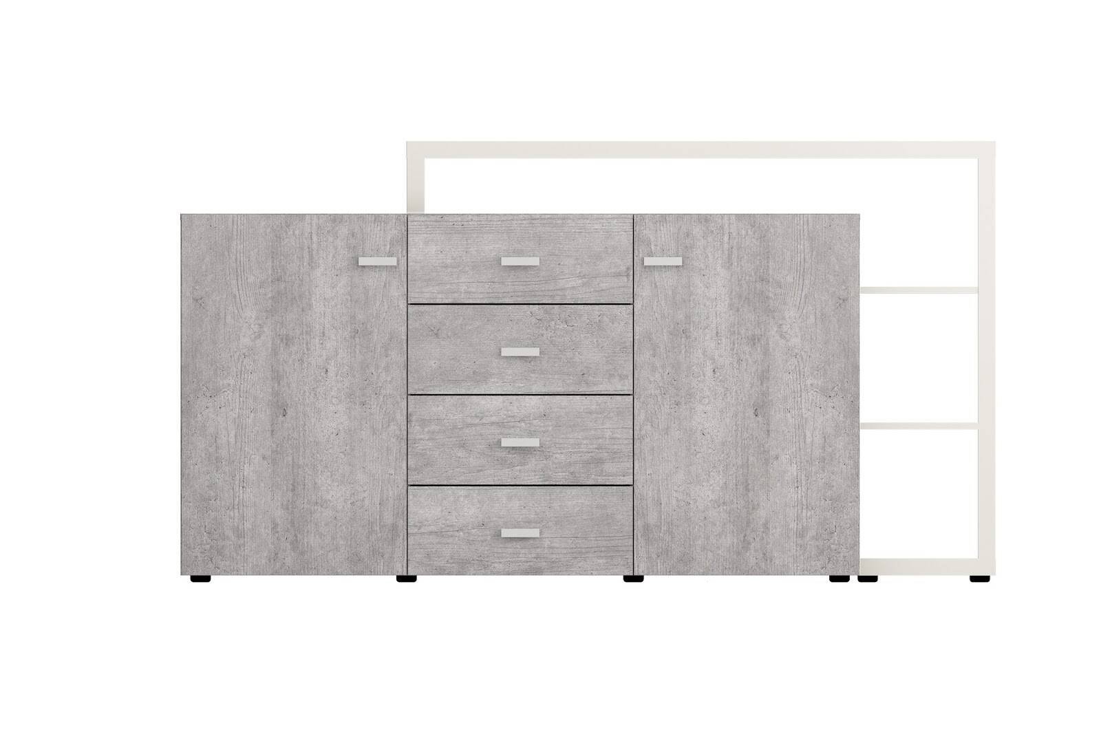 Bota chest of drawers, 2D4S, with extension, white / Colorado concrete - Image 3
