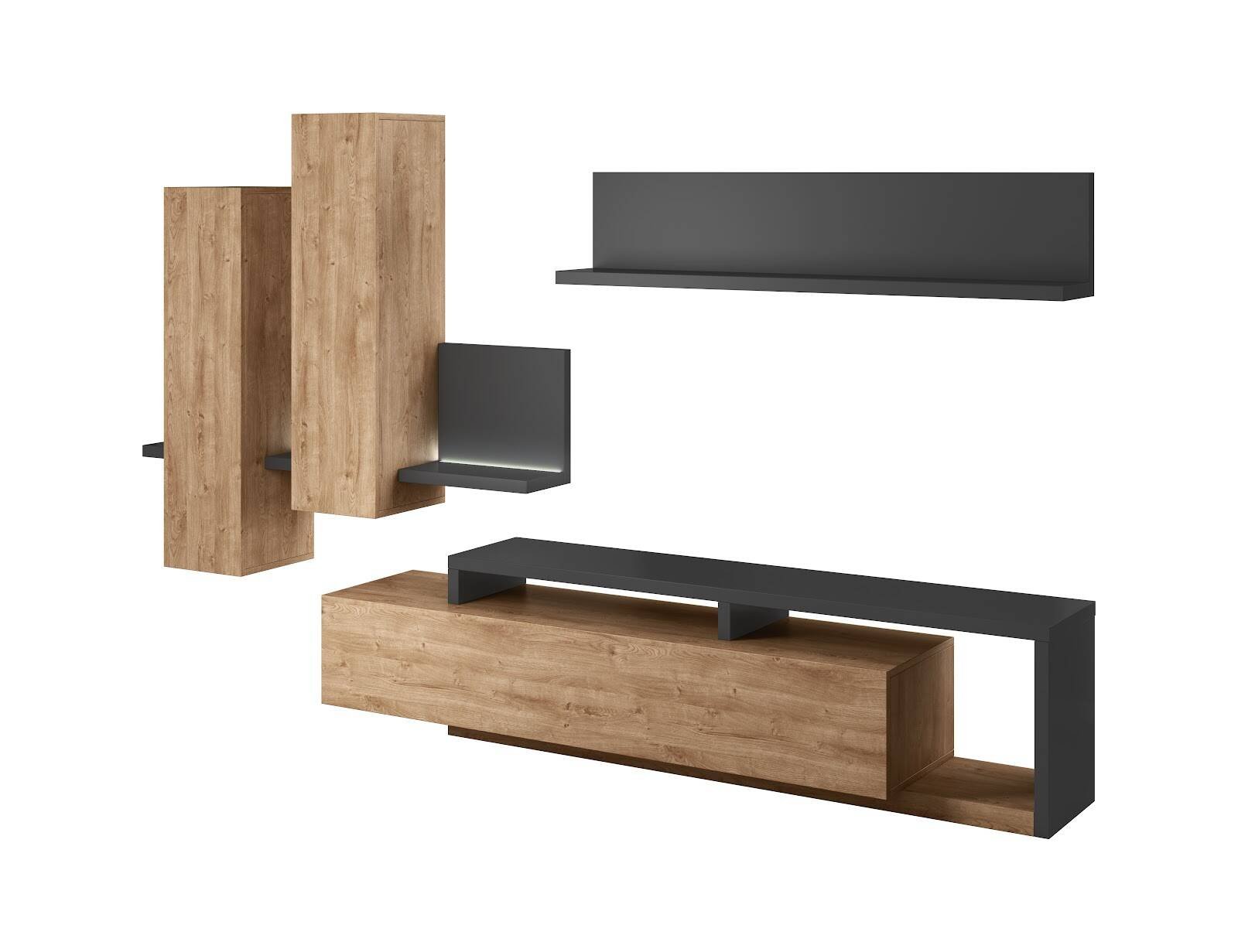 Bota wall unit 01+04+40 anthracite / Ribbec oak