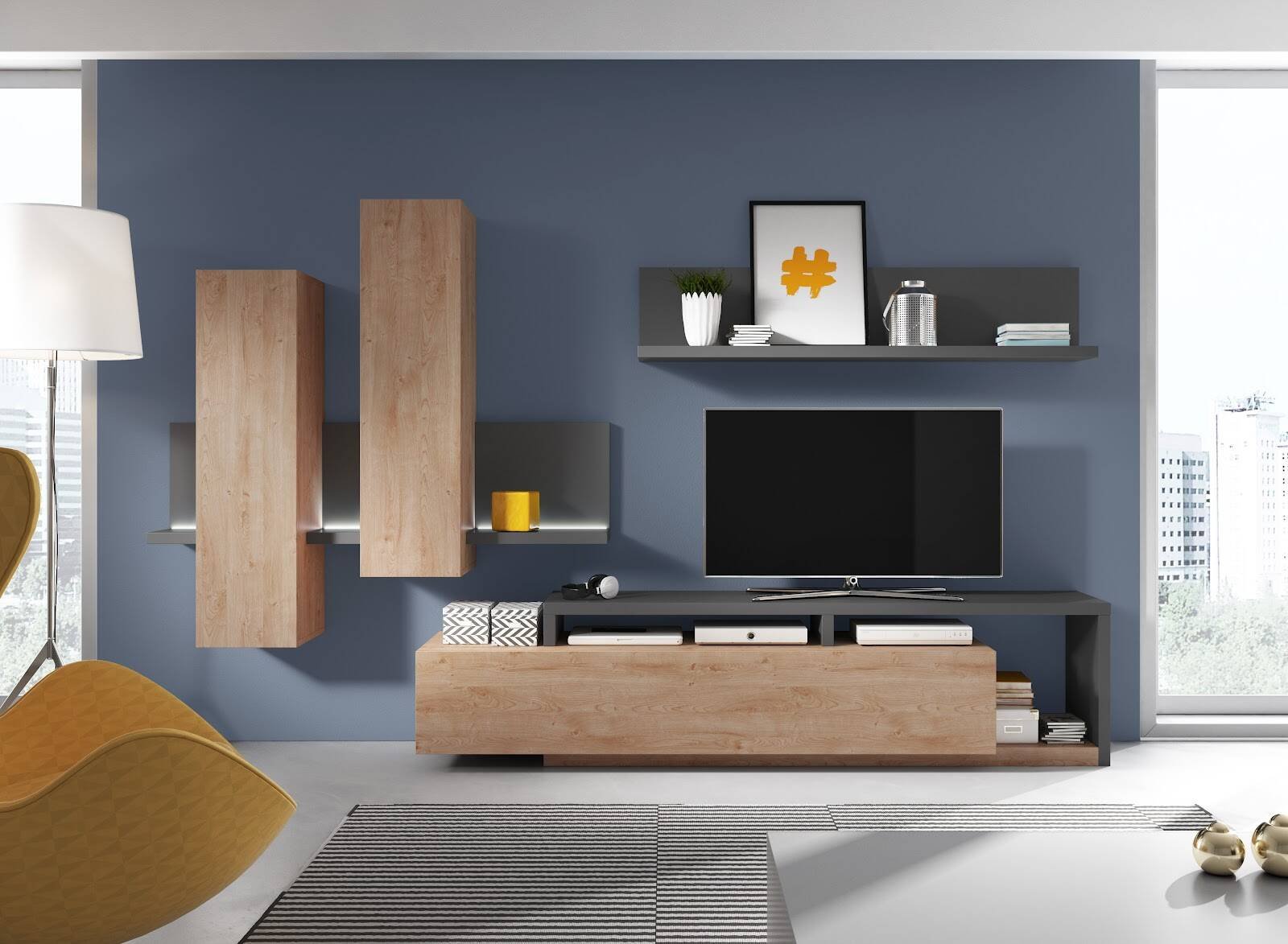 Bota wall unit 01+04+40 anthracite / Ribbec oak - Image 2