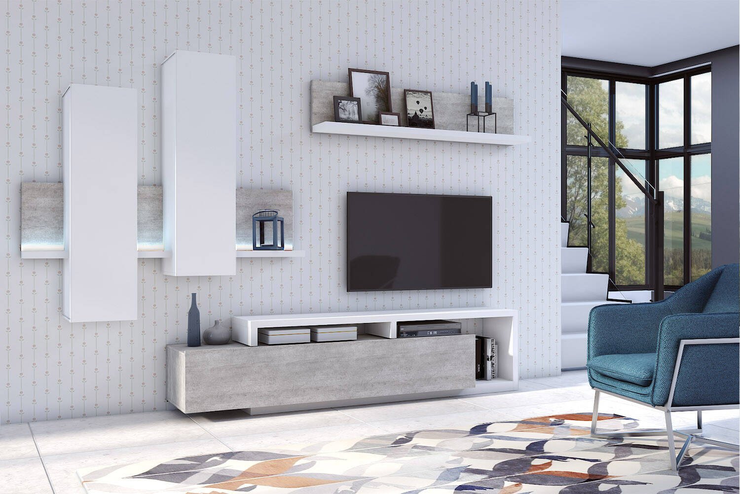 Bota wall cabinet 01+04+40 white / Colorado concrete - Image 2