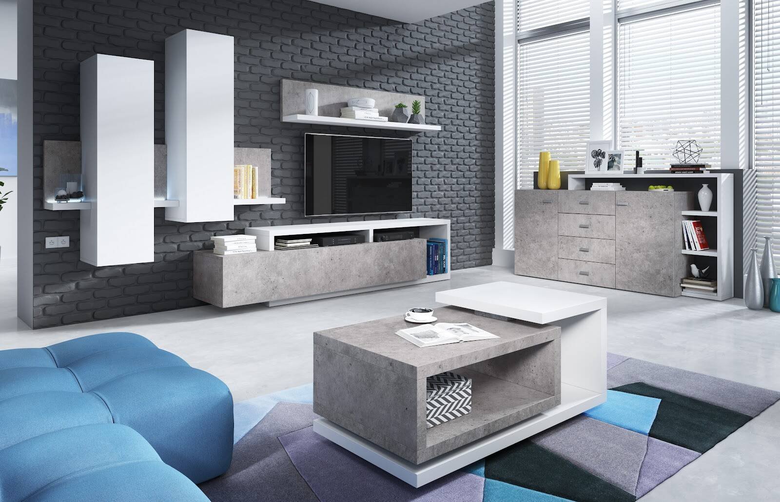 Bota wall cabinet 01+04+40 white / Colorado concrete - Image 5